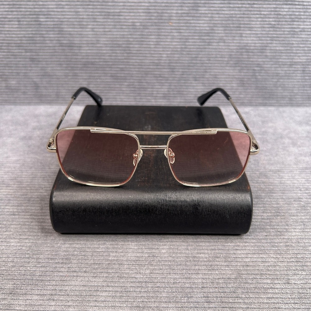 TIJN S1039 Gold Square Aviator Y2k Sunglasses Gradient Lens Double Bridge
